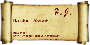Haider József névjegykártya